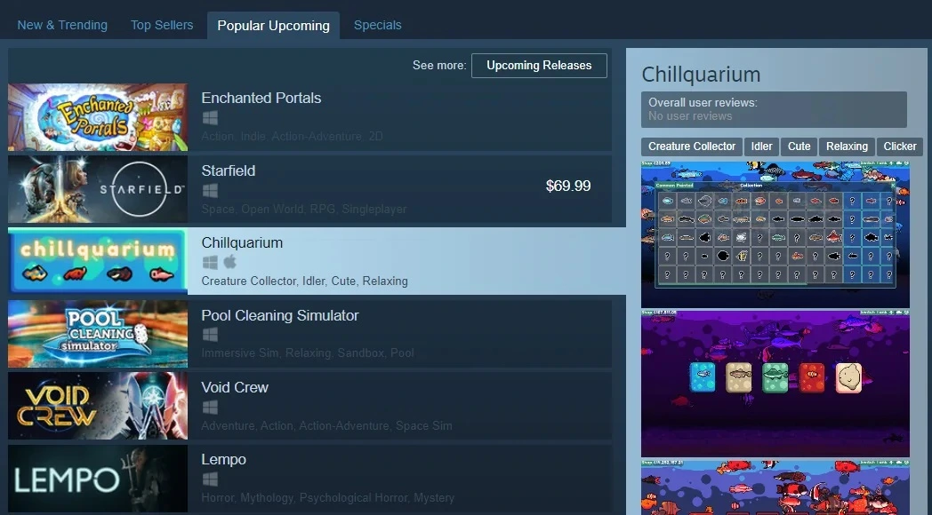 Chillquarium-成功登上榜單